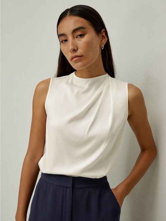 Lilysilk Tops - LilySilk 90% Mulberry Silk Sleeveless Blouse – Size M White